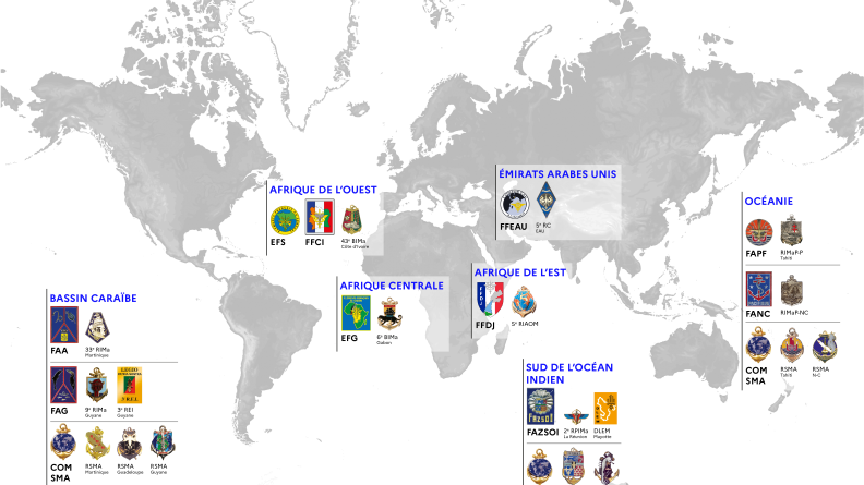 Disposiif outre-mer et étranger au sein des forces de présence et des forces de souveraineté