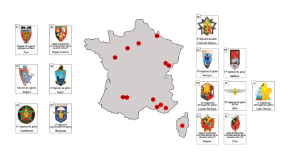 Visuel sur l'implantation des unités du génie