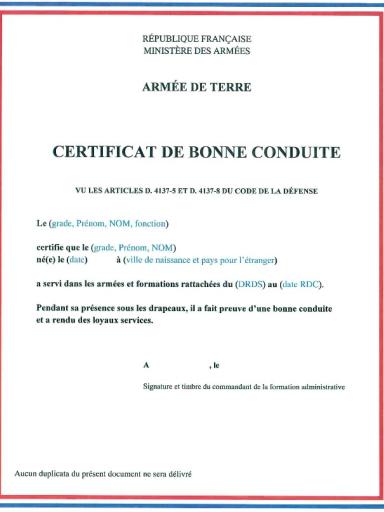 certificat de bonne conduite